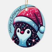 Galaxy Penguin | Kosmisch Kerst Keramisch Ornament (Links)