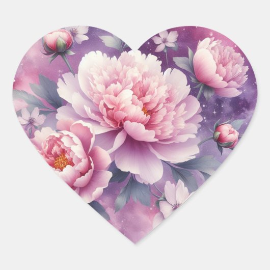 Galaxy Peony Heart Stickers (Voorkant)