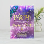 Galaxy Pineapple Graduation Party Invitation Kaart (Staand voorkant)