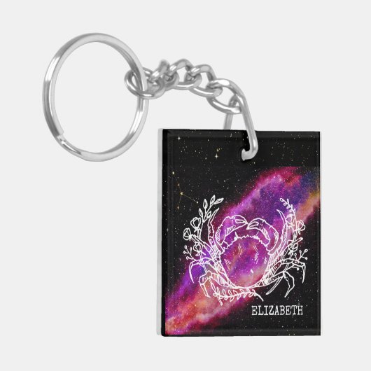 Galaxy Pink Cancer Zodiac Constellation Sign Sleutelhanger (Voorkant Links)
