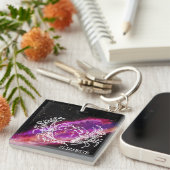 Galaxy Pink Cancer Zodiac Constellation Sign Sleutelhanger (Voorkant Rechts)