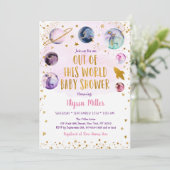 Galaxy Pink Gold Baby shower Kaart (Staand voorkant)