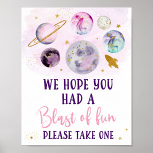 Galaxy Pink Gold Blast Fun Birthday Favor Sign Poster