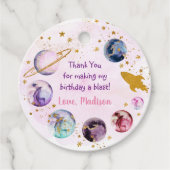 Galaxy Pink Gold Buitenspatie Birthday Bedankjes Labels (Voorkant)