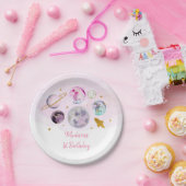 Galaxy Pink Gold Buitenspatie Birthday Papieren Bordje (Feest)