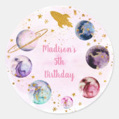 Galaxy Pink Gold Buitenspatie Birthday Ronde Sticker (Voorkant)