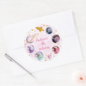 Galaxy Pink Gold Buitenspatie Birthday Ronde Sticker (Envelop)