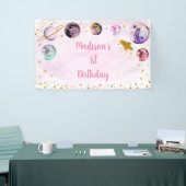 Galaxy Pink Gold Buitenspatie Birthday Spandoek (Beurs)