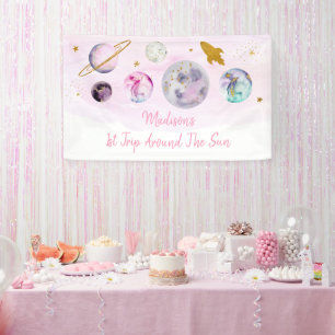 Galaxy Pink Gold Buitenspatie Birthday Spandoek