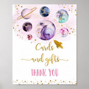 Galaxy Pink Gold Kaarten & Gifts Birthday Sign Poster