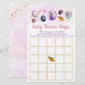 Galaxy Pink Gold Space Baby shower Bingo (Voorkant / Achterkant)