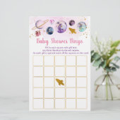 Galaxy Pink Gold Space Baby shower Bingo (Staand voorkant)