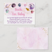 Galaxy Pink Gold Space Baby shower Book Request Informatiekaartje (Voorkant / Achterkant)