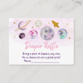 Galaxy Pink Gold Space Baby shower Diaper Raffle Informatiekaartje (Voorkant)