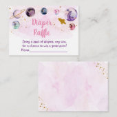 Galaxy Pink Gold Space Baby shower Diaper Raffle Informatiekaartje (Voorkant / Achterkant)