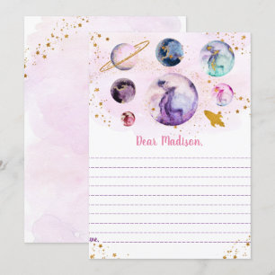 Galaxy Pink Gold Space Birthday Time Capsule-kaart Kaart