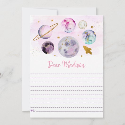 Galaxy Pink Gold Space Birthday Time Capsule-kaart Kaart (Voorkant)