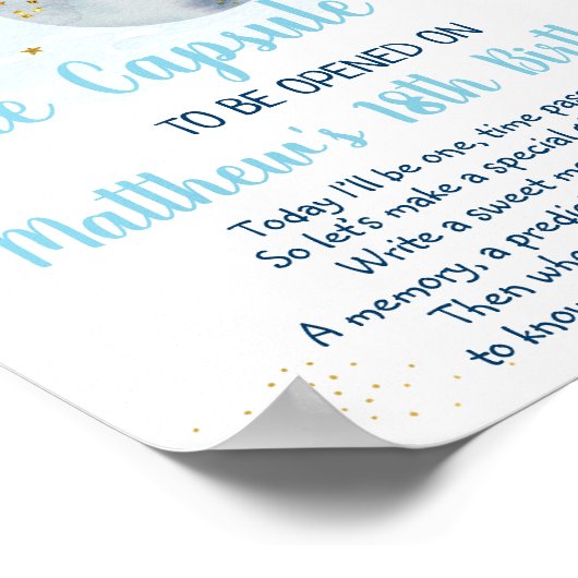 Galaxy Pink Gold Space Time Capsule 1e verjaardag Poster (Hoek)