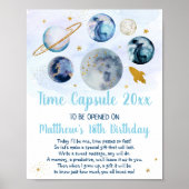 Galaxy Pink Gold Space Time Capsule 1e verjaardag Poster (Voorkant)