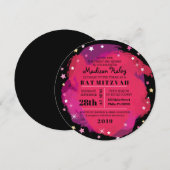GALAXY Pink Gold Stars Bar Bat Mitzvah Uitnodiging (Voorkant / Achterkant)
