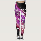 Galaxy Pink Paars Aries Constellation Zodiac Sign Leggings (Voorkant)
