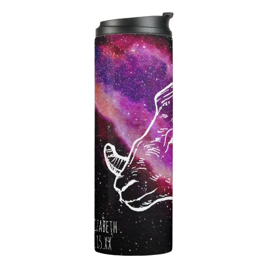 Galaxy Pink Paars Aries Constellation Zodiac Sign Thermosbeker (Gedraaid links)