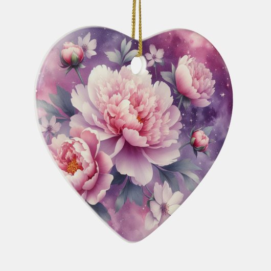 Galaxy Pioen Hart Keramisch Ornament (Rechts)