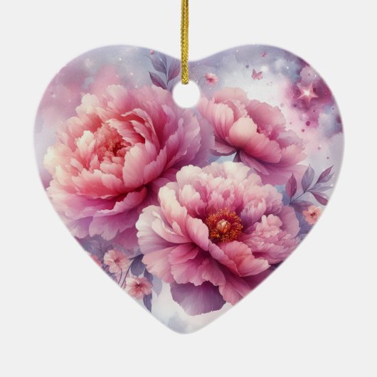 Galaxy Pioen Hart Keramisch Ornament (Achterkant)