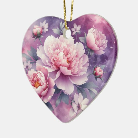 Galaxy Pioen Hart Keramisch Ornament (Links)