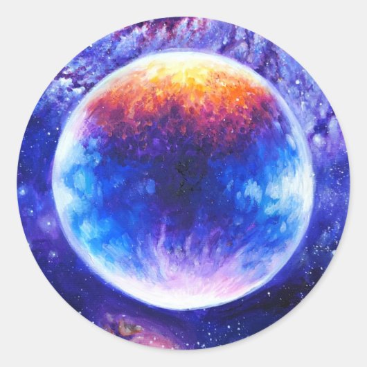 Galaxy planet and nebula ronde sticker (Voorkant)