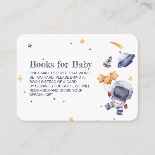Galaxy Planet Baby shower Boekaanvraag Informatiekaartje (Voorkant)