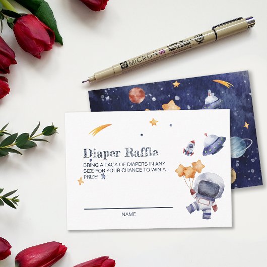 Galaxy Planet Baby shower Luier Raffle Game Kaart