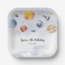 Galaxy Planet Kids Verjaardagsfeestje Papieren Bordje