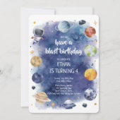 Galaxy Planet Personaliseer Kids Verjaardagsfeestj Kaart (Voorkant)