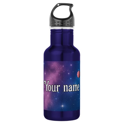 Galaxy Planet Water Bottle – Aangepaste naam Waterfles (Voorkant)