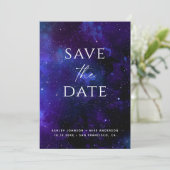 Galaxy Planetarium Bruiloft | Ruimtesterrenhemel Save The Date (Staand voorkant)