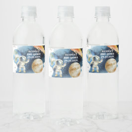 Galaxy Planeten Countdown Baby Shower Waterfles Etiket