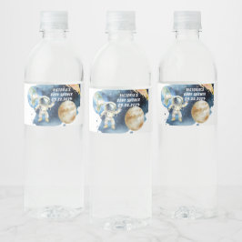 Galaxy Planeten Countdown Baby Shower Waterfles Etiket
