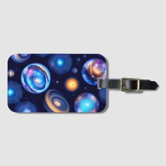 Galaxy Planets Black Sky Bagagelabel