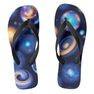 Galaxy Planets Black Sky Teenslippers