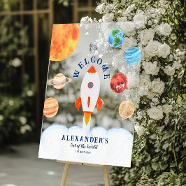 Galaxy Planets en Sterren Space Rocket Welkom Acryl Bord