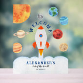 Galaxy Planets en Sterren Space Rocket Welkom Acryl Bord (Neutraal)