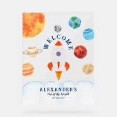 Galaxy Planets en Sterren Space Rocket Welkom Acryl Bord (Voorkant)