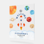 Galaxy Planets en Sterren Space Rocket Welkom Acryl Bord (Hoek)