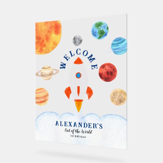 Galaxy Planets en Sterren Space Rocket Welkom Acryl Bord (Hoek)