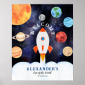 Galaxy Planets en Sterren Space Rocket Welkom Poster (Voorkant)