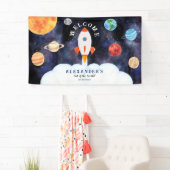 Galaxy Planets en Sterren Space Rocket Welkom Spandoek (Insitu)