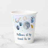  Galaxy Planets Space Blue Gold Birthday Papieren Bekers (Achterkant)
