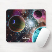 Galaxy Planets Stars Monogram Muismat (Met muis)