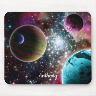 Galaxy Planets Stars Monogram Muismat